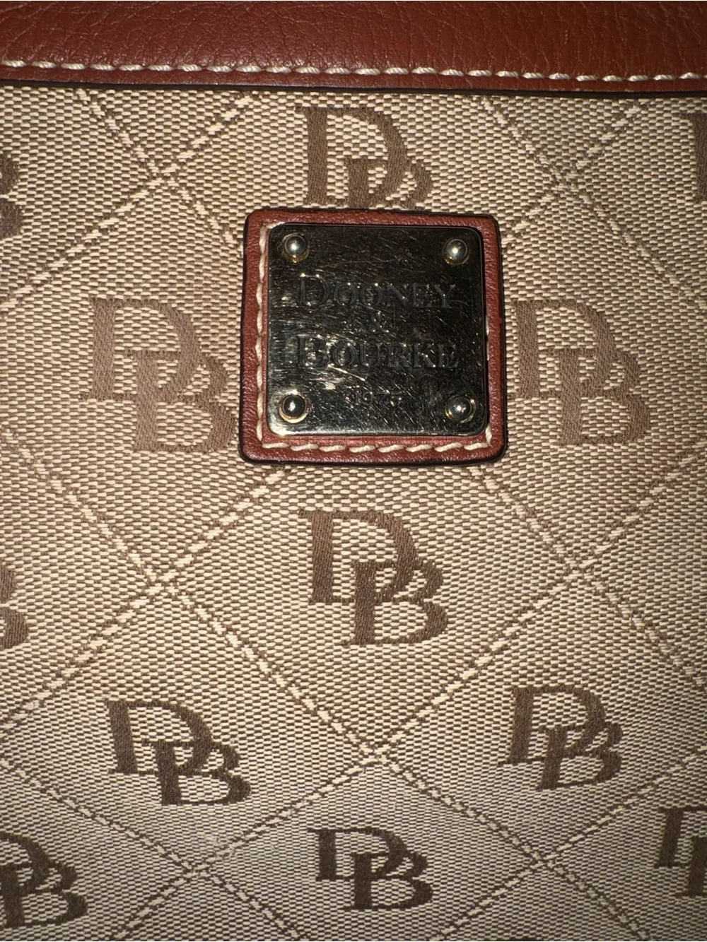 Dooney & Bourke Signature DB Monogram Satchel | British Tan | Zip Top